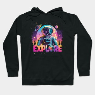 "EXPLORE" Astronaut neon galaxy Hoodie